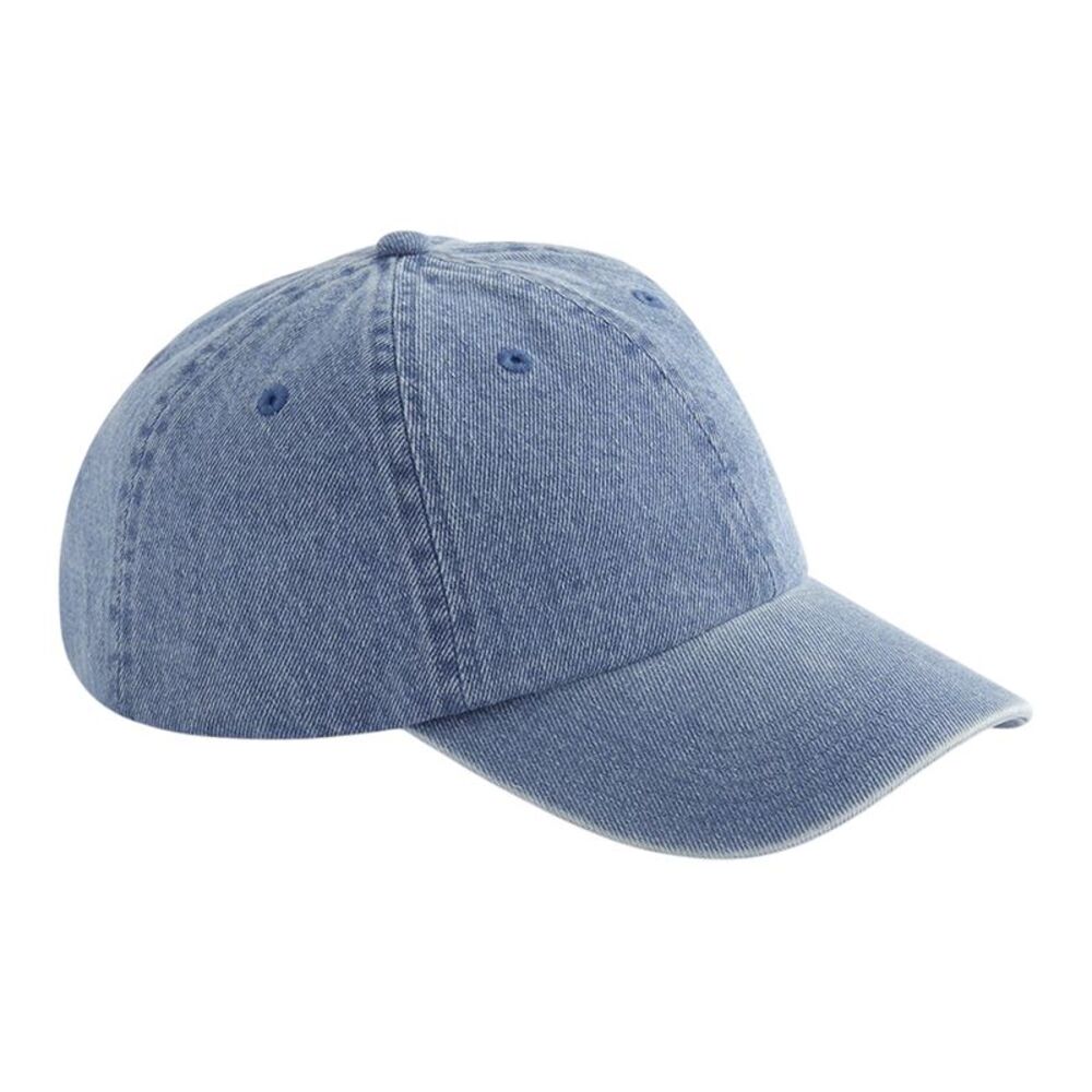 Beechfield Plain Denim Baseball Cap / Mid Blue